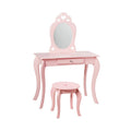 Kids Princess Makeup Dressing Play Table Set with Mirror -Pink