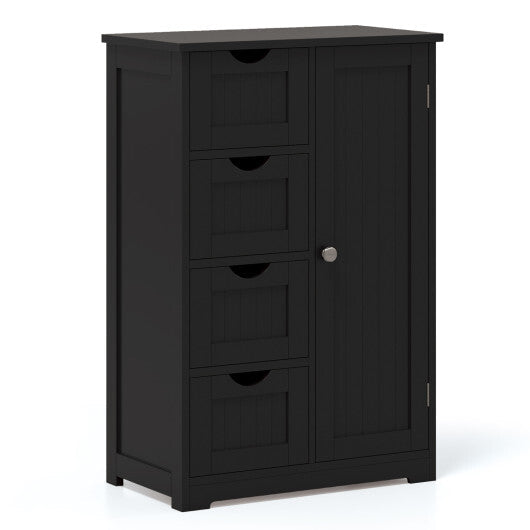 Costway Standing Indoor Wooden Cabinet with 4 Drawers-Black