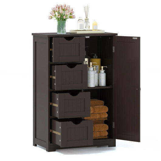 Cosrtway Standing Indoor Wooden Cabinet with 4 Drawers-Brown