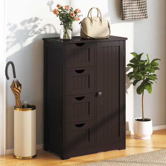 Cosrtway Standing Indoor Wooden Cabinet with 4 Drawers-Brown