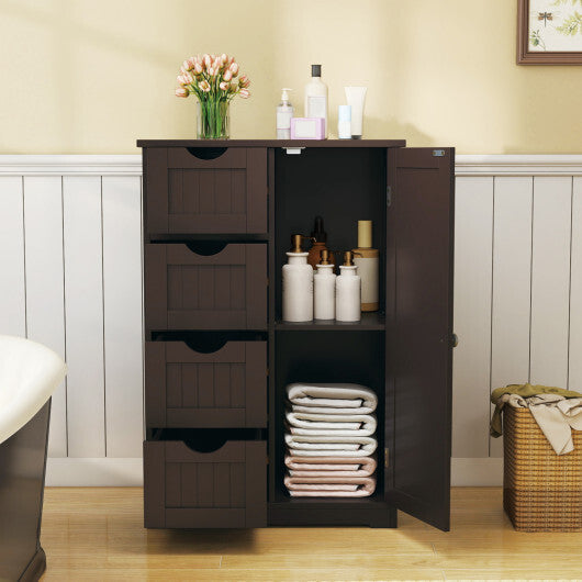 Cosrtway Standing Indoor Wooden Cabinet with 4 Drawers-Brown