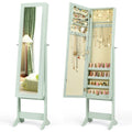 Mirrored Standing Jewelry Cabinet Storage Box Green