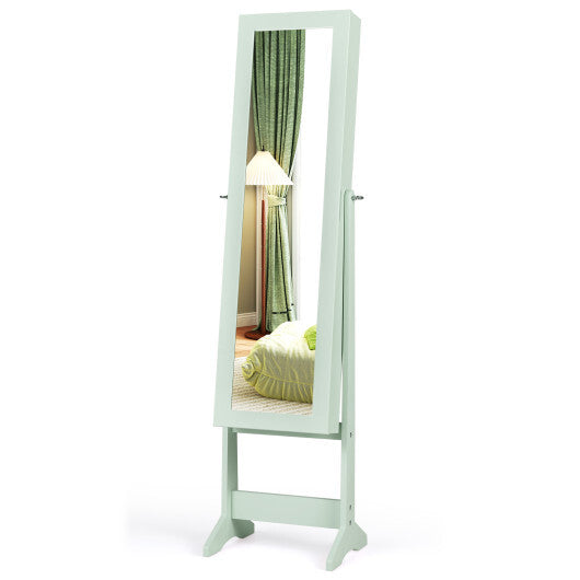 Mirrored Standing Jewelry Cabinet Storage Box Green