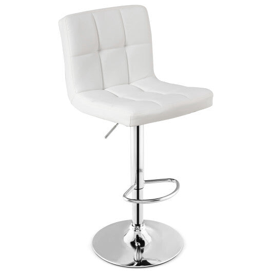 Adjustable Swivel Bar Stool with PU Leather White