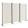 3-Panel Folding Room Divider 6Ft Rolling Privacy Screen with Lockable Wheels White