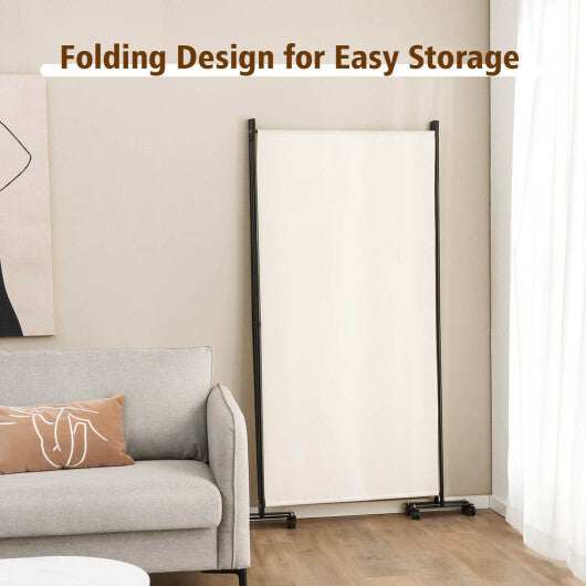 3-Panel Folding Room Divider 6Ft Rolling Privacy Screen with Lockable Wheels White