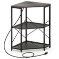 Corner Printer Stand with Power Outlet 3-Tier with Adjustable Shelf Black