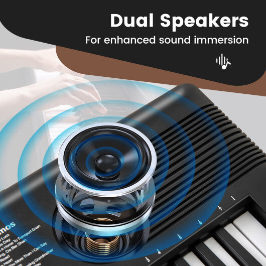 61 Key Electric Portable Digital Keyboard Piano for Beginner Black