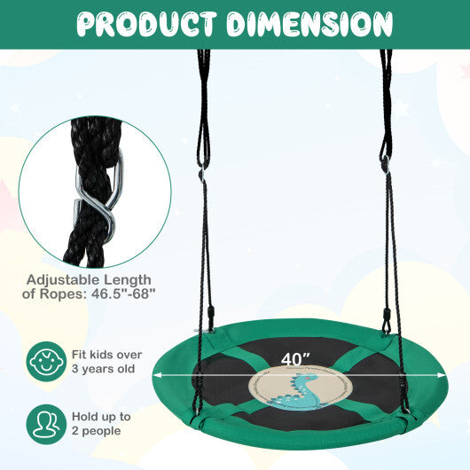 40" Flying Saucer Tree Swing Indoor Outdoor Play Set Swing for Kids Dark Green