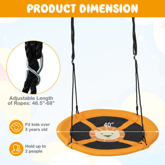 40" Flying Saucer Tree Swing Indoor Outdoor Play Set Swing for Kids Yellow