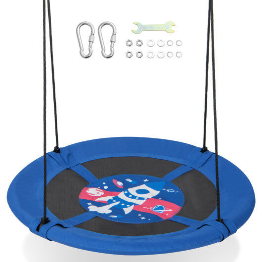 40" Flying Saucer Tree Swing Indoor Outdoor Play Set Swing for Kids Blue Rocket