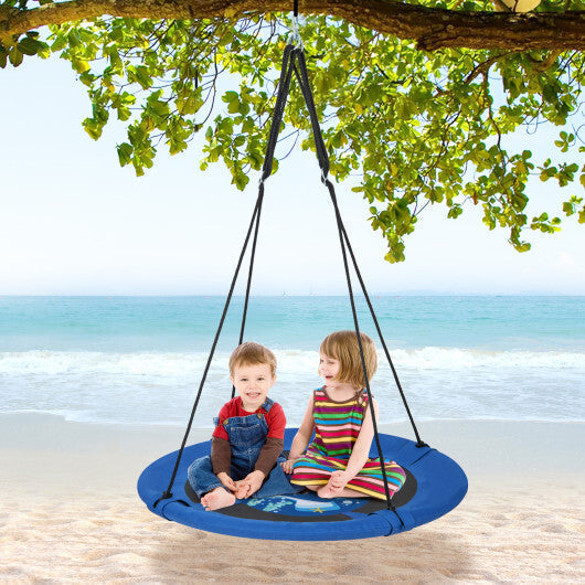 40" Flying Saucer Tree Swing Indoor Outdoor Play Set Swing for Kids Blue Whale