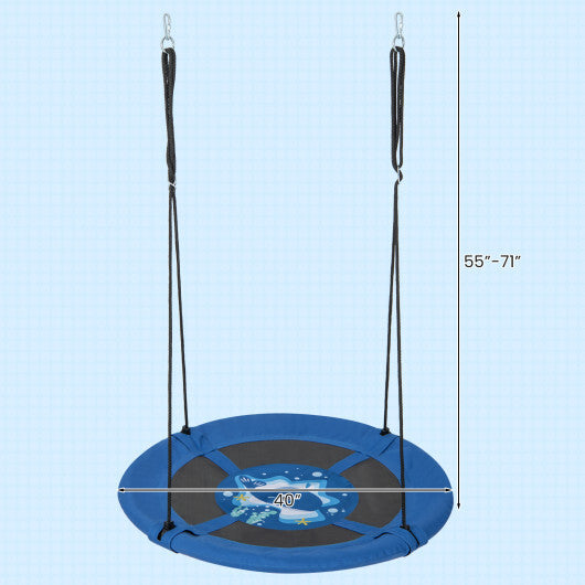 40" Flying Saucer Tree Swing Indoor Outdoor Play Set Swing for Kids Blue Whale