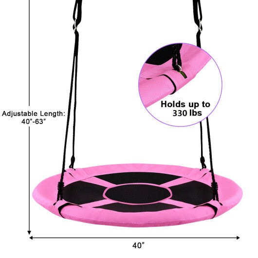 40" Flying Saucer Tree Swing Indoor Outdoor Play Set Swing for Kids Pink