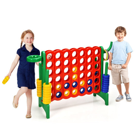 4-in-A Row Giant Game Set w/Basketball Hoop for Family Red