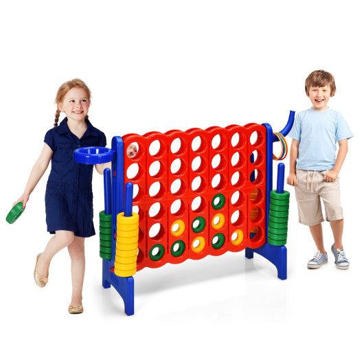 4-in-A Row Giant Game Set w/Basketball Hoop for Family Red