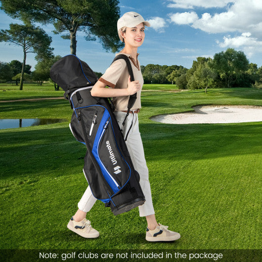 Costway Golf Cart Bag with 14 Way Top Dividers-Blue