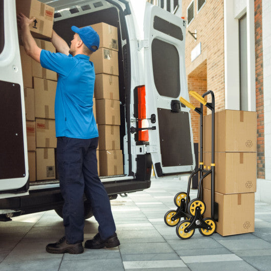 Stair Climber Hand Truck with Telescoping Handle and Rubber Wheels 350 Lb Capacity