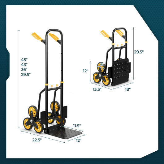Stair Climber Hand Truck with Telescoping Handle and Rubber Wheels 350 Lb Capacity