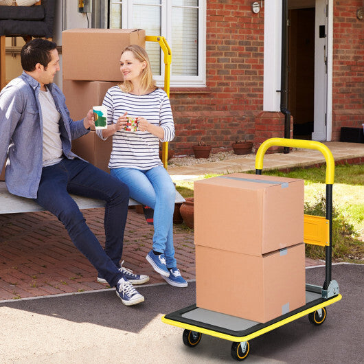 330lbs Folding Platform Cart Dolly Push Hand Truck Moving Warehouse Foldable
