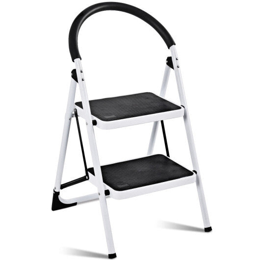 2 Step Ladder Folding Stool Heavy Duty 330Lbs Capacity Industrial Lightweight