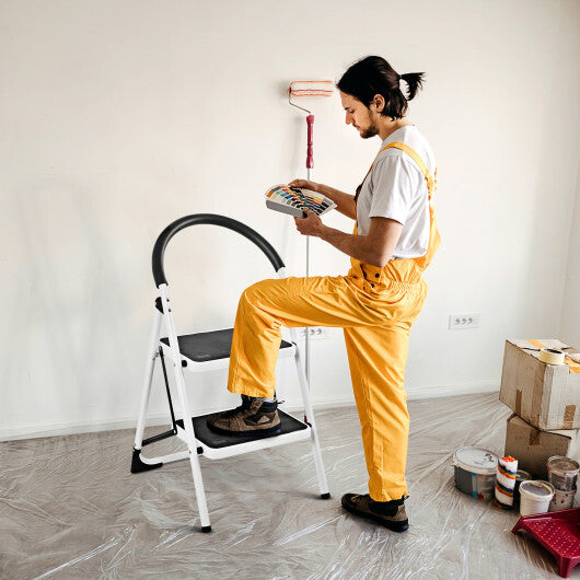 2 Step Ladder Folding Stool Heavy Duty 330Lbs Capacity Industrial Lightweight