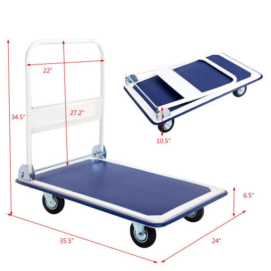 660lbs Platform Cart Dolly Folding Foldable Moving Warehouse Push Hand Truck