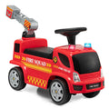 Costway Kids Push Ride On Fire Truck with Ladder Bubble Maker and Headlights-Red