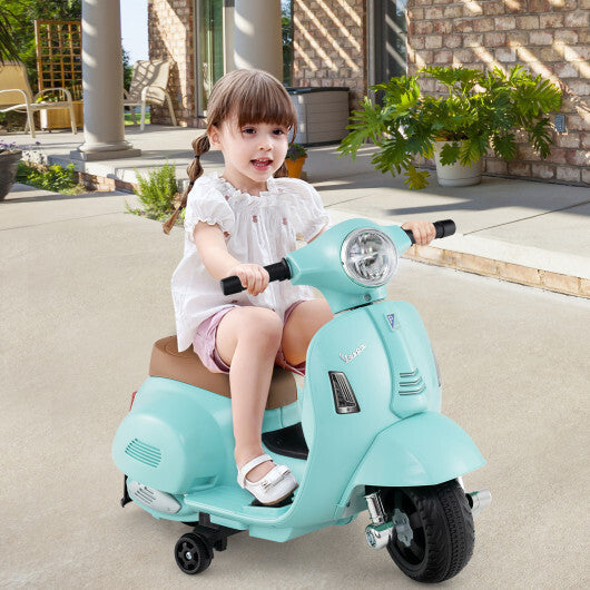 Kids Ride on Motorcycle Licensed Vespa with LED Headlight and Horn Sound - Green