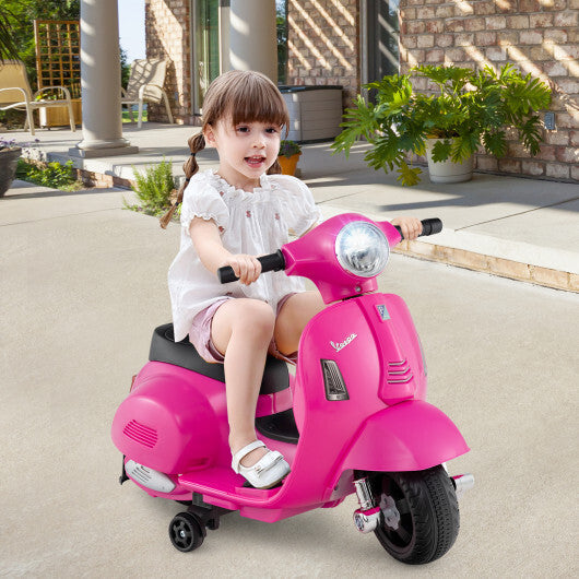Kids Ride on Motorcycle Licensed Vespa with LED Headlight and Horn Sound - Pink