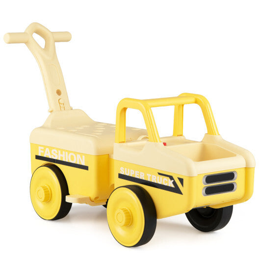 Costway 4 in 1 Ride on Push Car with Music and Under-Seat Storage for Boys Girls-Yellow