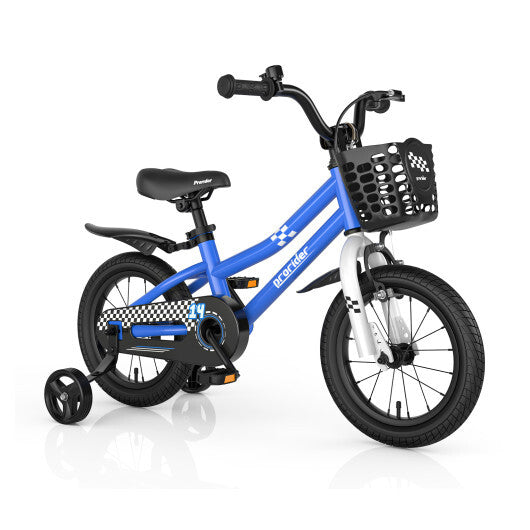 Prorider 14'' Kid's Bike with Removable Training Wheels & Basket for 3-5 Years Old Blue