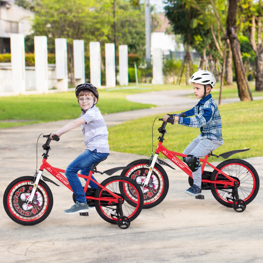 18 Inch Kids Bike Adjustable with Storage Basket and Double Brake for 4-8 Years Old Red