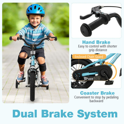 Costway 12-Inch Kids Bike for 3-4 Years Old Children Bicycle with Training Wheels