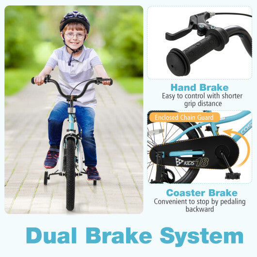 Costway 18-Inch Kids Bike for 4-8 Years Old Children Bicycle with Training Wheels