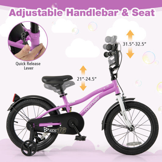 Costway Kids Bike 16-Inch Children Training Bicycle with 2 Brake for 4-7 Years Old