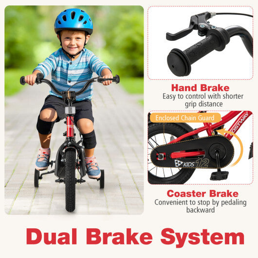 Costway 12 Inch Kids Bike Adjustable Bicycle with Reflectors and Bell for 3-4 Years Old
