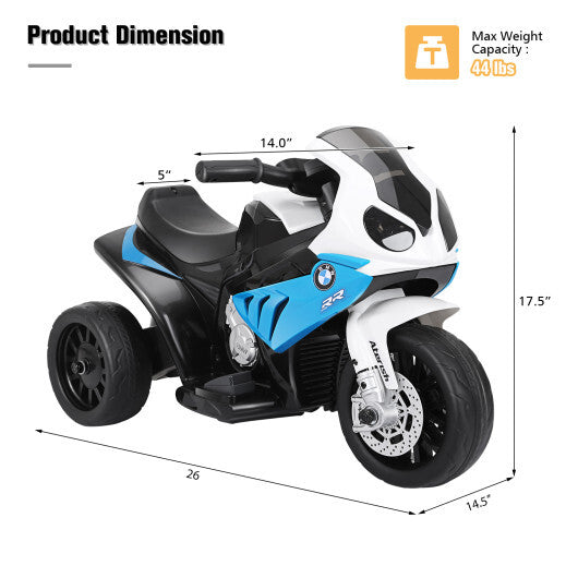 Costway Kids Ride On Motorcycle BMW Licensed 6V Electric 3 Wheels Bicycle Music&Light