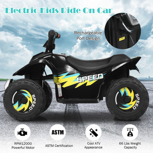 Costway 6V Kids Electric Quad ATV 4 Wheels Ride On Toy Toddlers Forward&Reverse Black