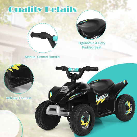 Costway 6V Kids Electric Quad ATV 4 Wheels Ride On Toy Toddlers Forward&Reverse Black