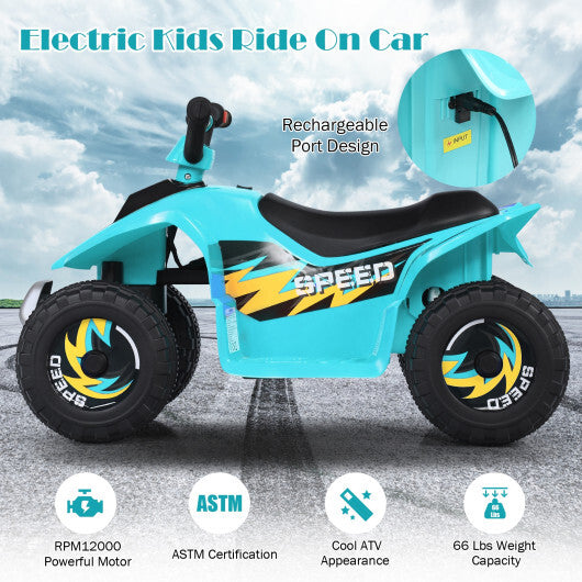 Costway 6V Kids Electric Quad ATV 4 Wheels Ride On Toy for Toddlers Forward&Reverse Blue