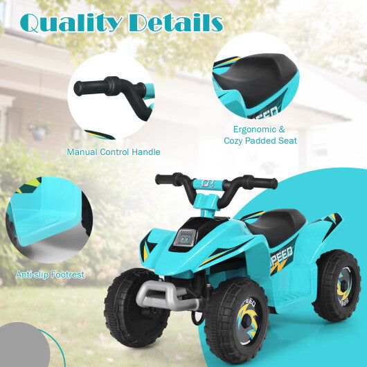 Costway 6V Kids Electric Quad ATV 4 Wheels Ride On Toy for Toddlers Forward&Reverse Blue