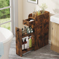 Costway Small Bathroom Storage Cabinet 4-Tier with Slide Out Drawers on Casters-Brown