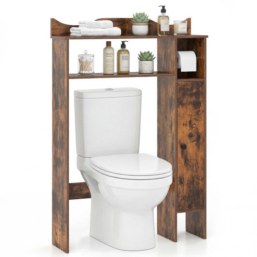 Costway Over the Toilet Storage Cabinet with Toilet Paper Holder-Rustic Brown