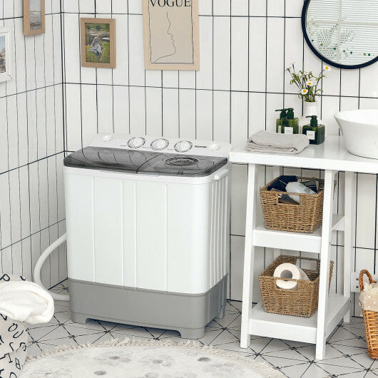 p-in-1 Portable 22lbs Capacity Washing Machine with Timer Control-Gray