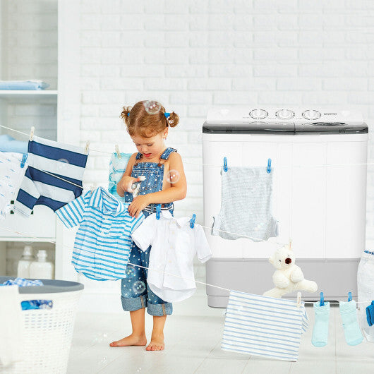 p-in-1 Portable 22lbs Capacity Washing Machine with Timer Control-Gray