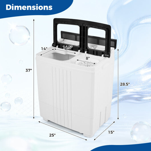 Portable Washing Machine with 12 LBS Washer and 8 LBS Spinner Combo for Apartments-Gray