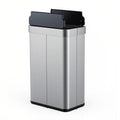 16 Gallon Trash Can with Wing Lids for Bedroom Bathroom Kitchen-Silver