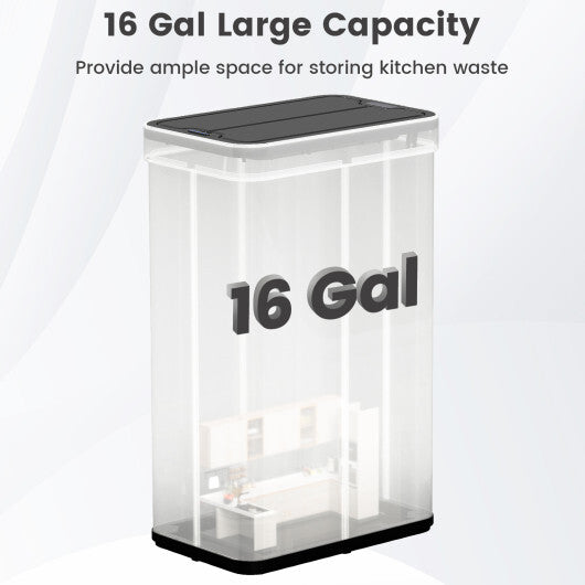 16 Gallon Trash Can with Wing Lids for Bedroom Bathroom Kitchen-Silver
