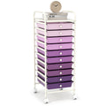 10 Drawer Rolling Storage Cart Organizer with 4 Universal Casters-Purple